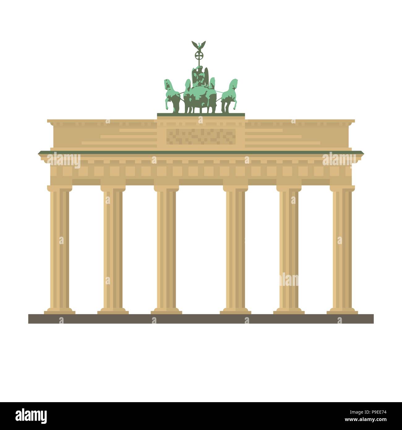 Diseño plano aislado icono de vector de la Puerta de Brandenburgo en Berlín, Alemania Ilustración del Vector