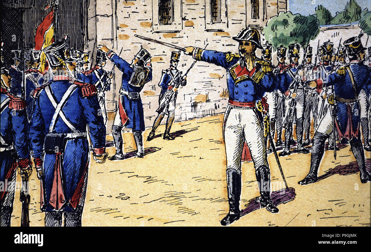 Levantamiento de las Cabezas de San Juan (1 de enero de 1820), la  sublevación militar con el coronel Rafael de Riego … Fotografía de stock -  Alamy