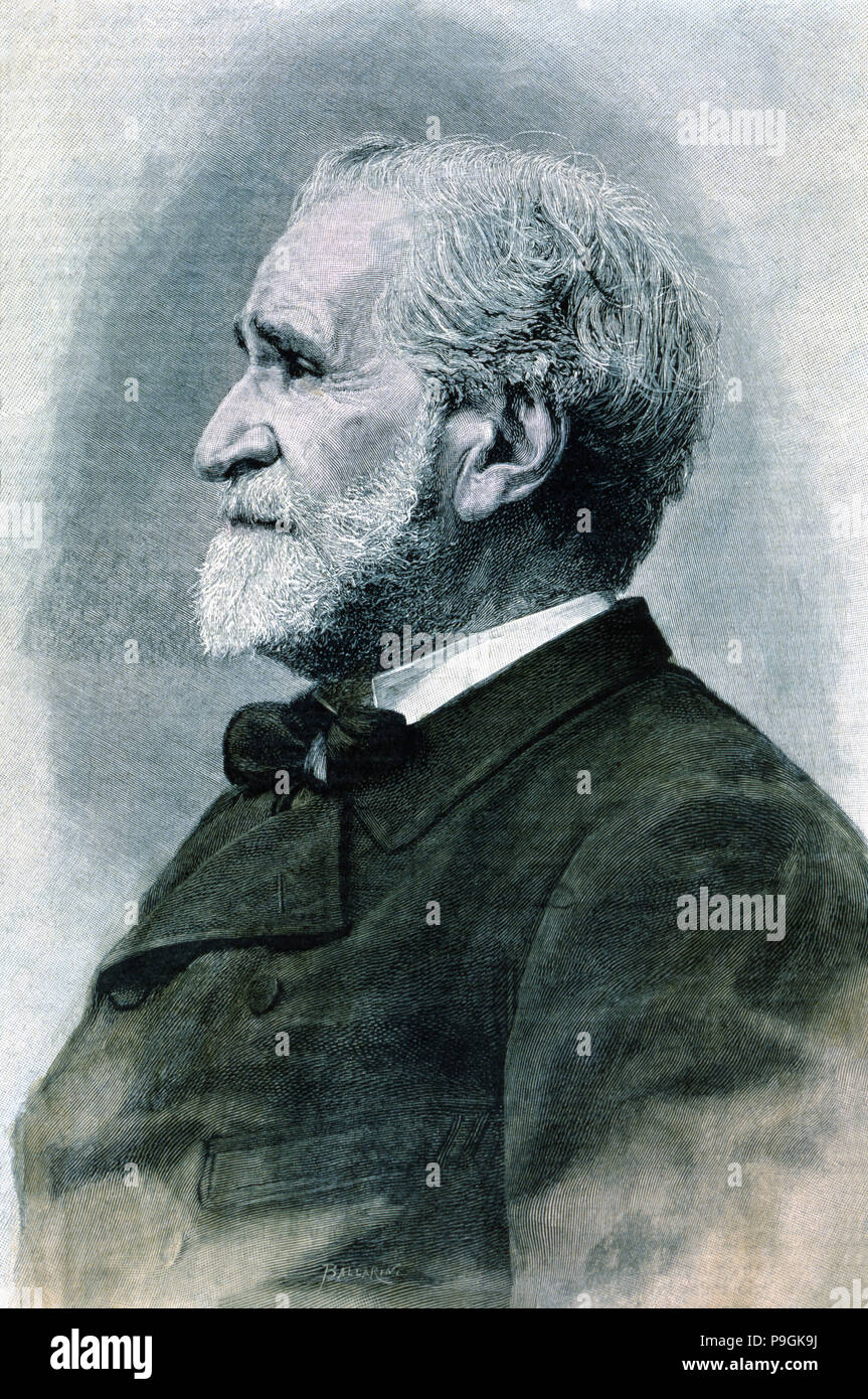 Giuseppe Verdi (1813-1901), compositor italiano, grabado en 1893. Foto de stock