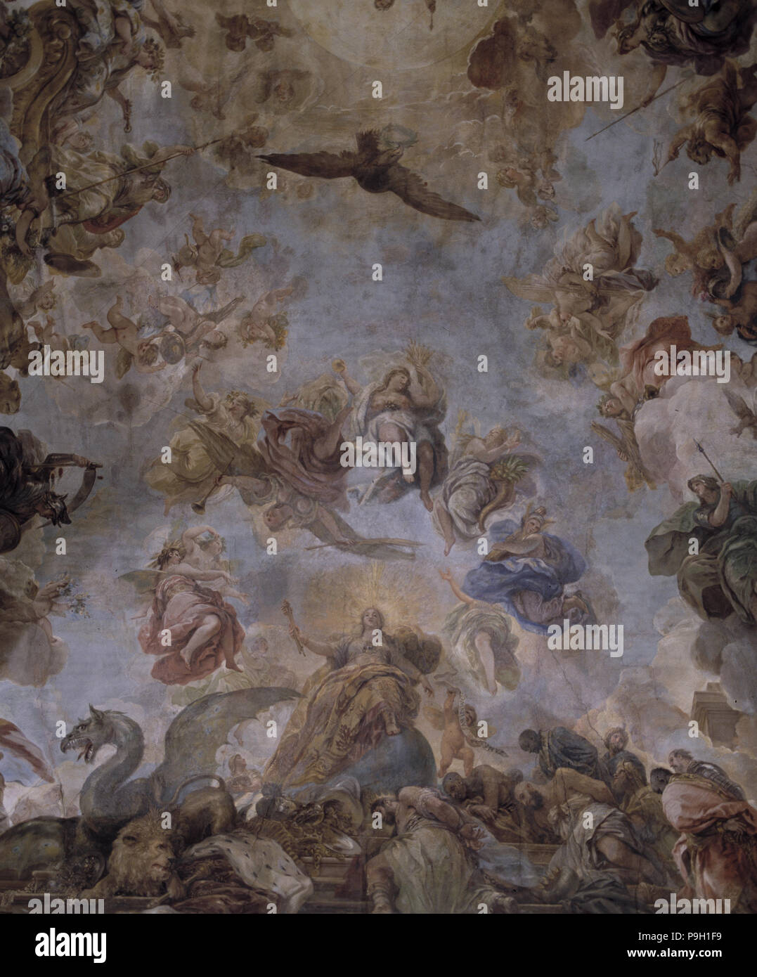 Los frescos de la bóveda de la Cason del Buen Retiro, de Luca Giordano. Foto de stock