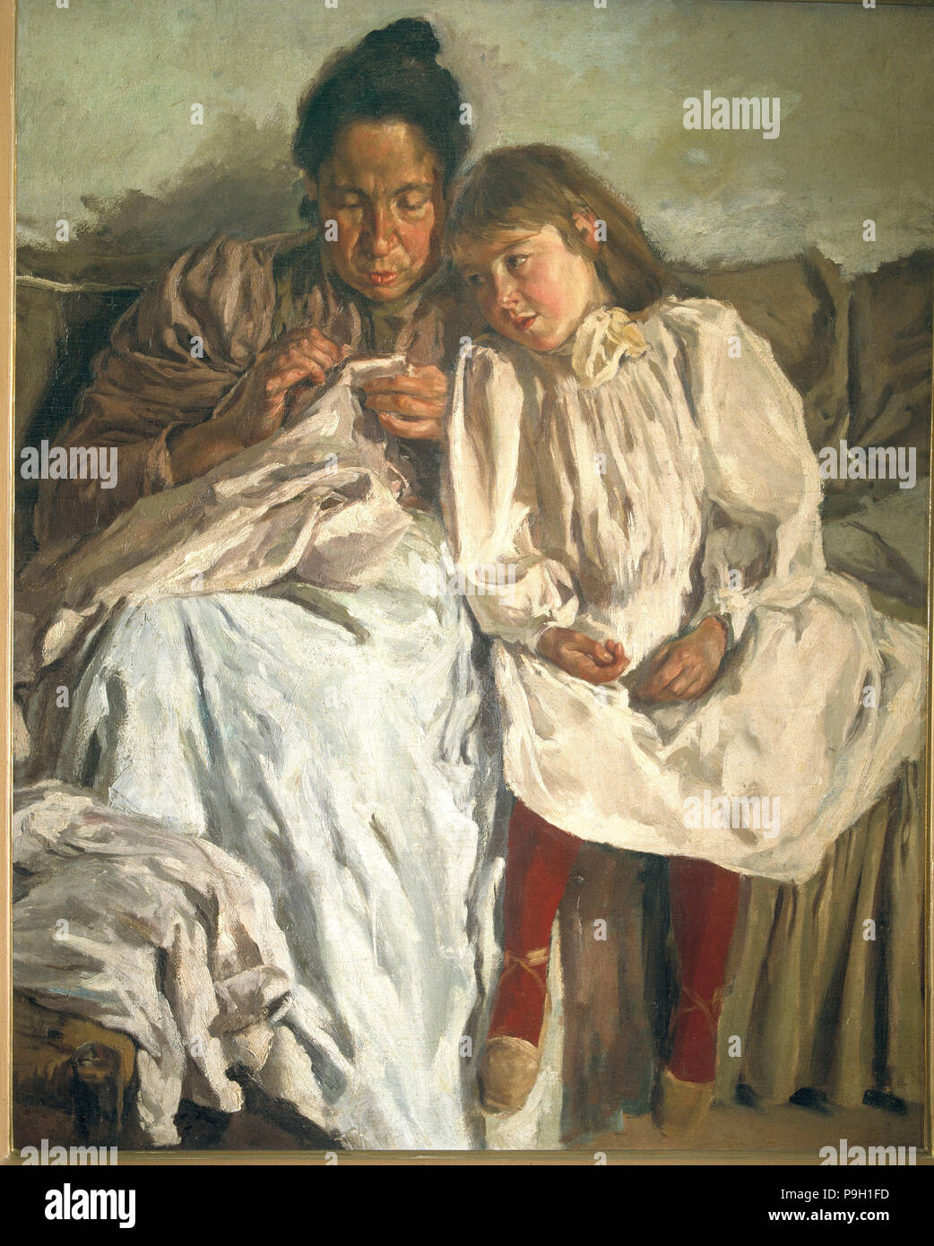 Madre e Hija", óleo sobre lienzo (1898). Foto de stock