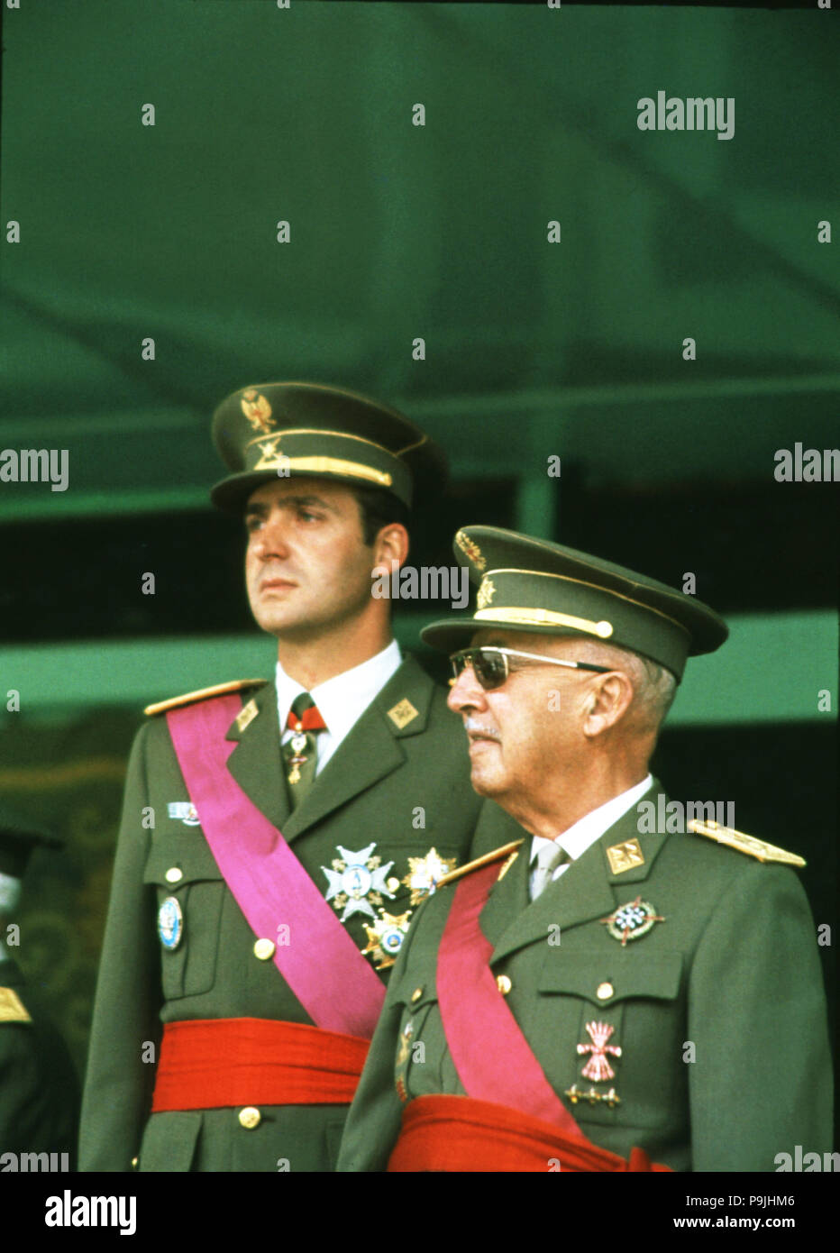 Francisco Franco junto con D. Juan Carlos I, 1974 Fotografía de stock