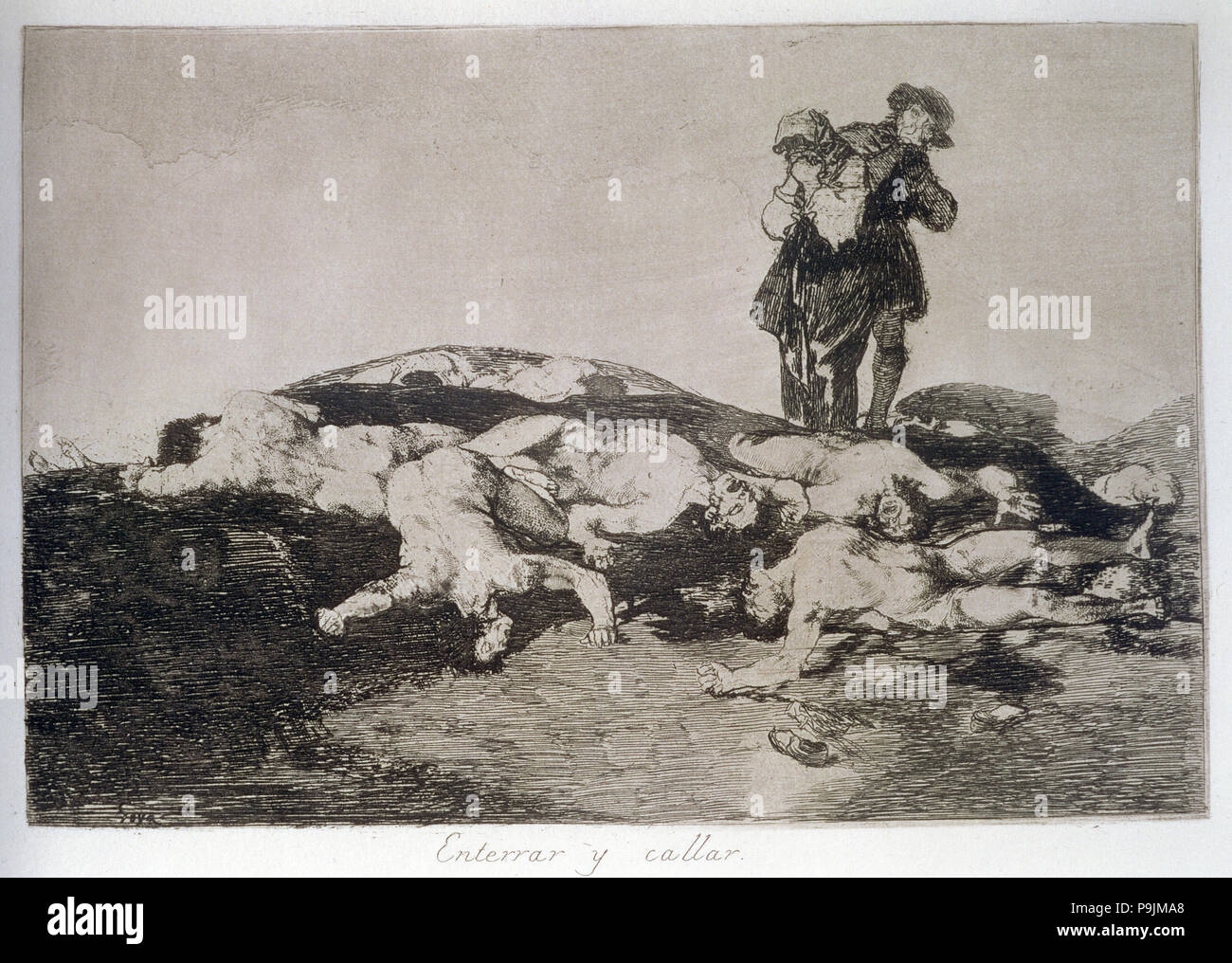 Los desastres de la guerra, una serie de grabados de Francisco de Goya (1746-1828), la placa 18: "Enterrar … Foto de stock