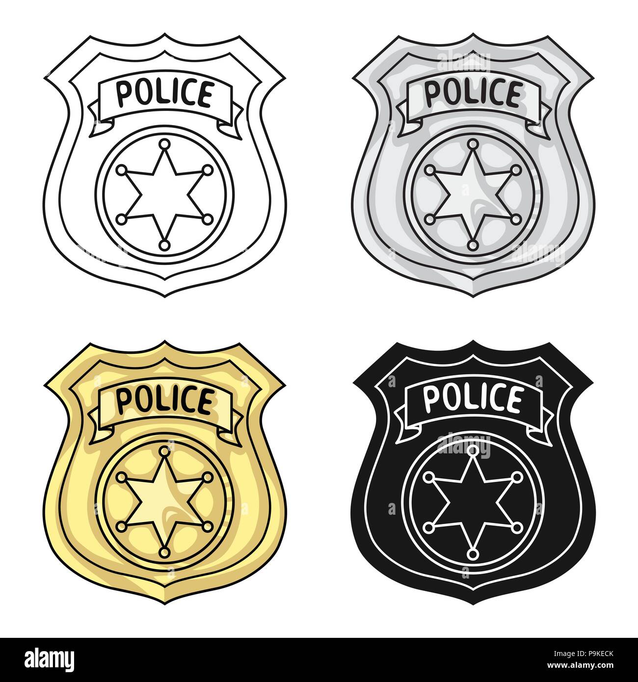 Oficial de Policía icono distintivo en el estilo de dibujos animados