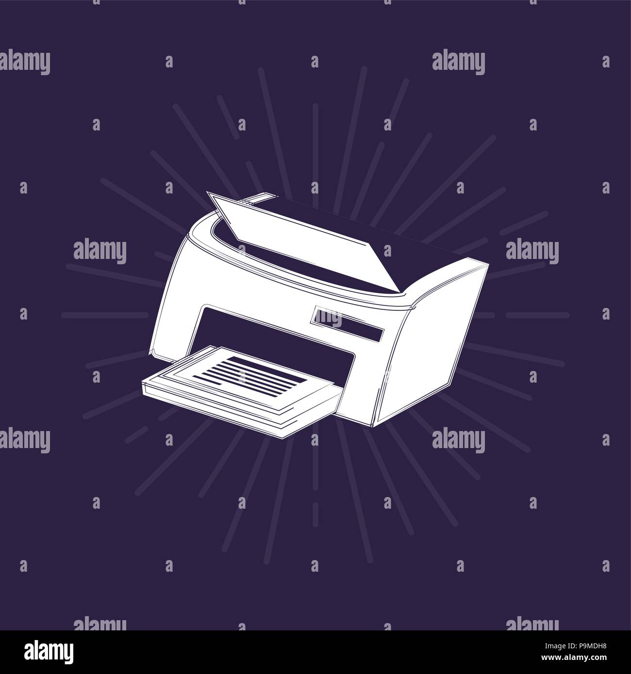 Icono de impresora sobre fondo negro, sketch diseño ilustración vectorial  Imagen Vector de stock - Alamy
