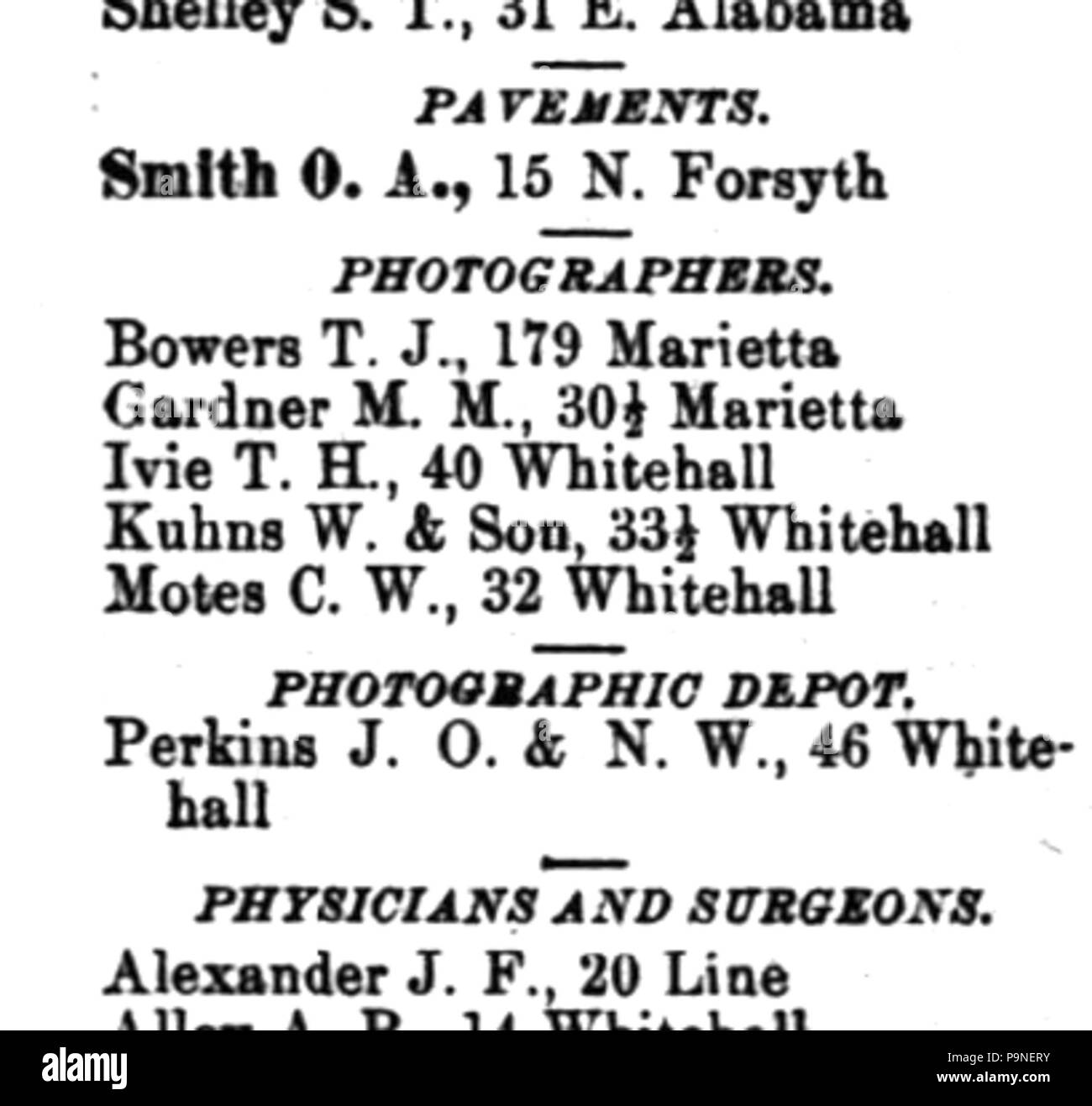 20 1879 Fotógrafos directorio de la ciudad de Atlanta, Georgia USA  Fotografía de stock - Alamy
