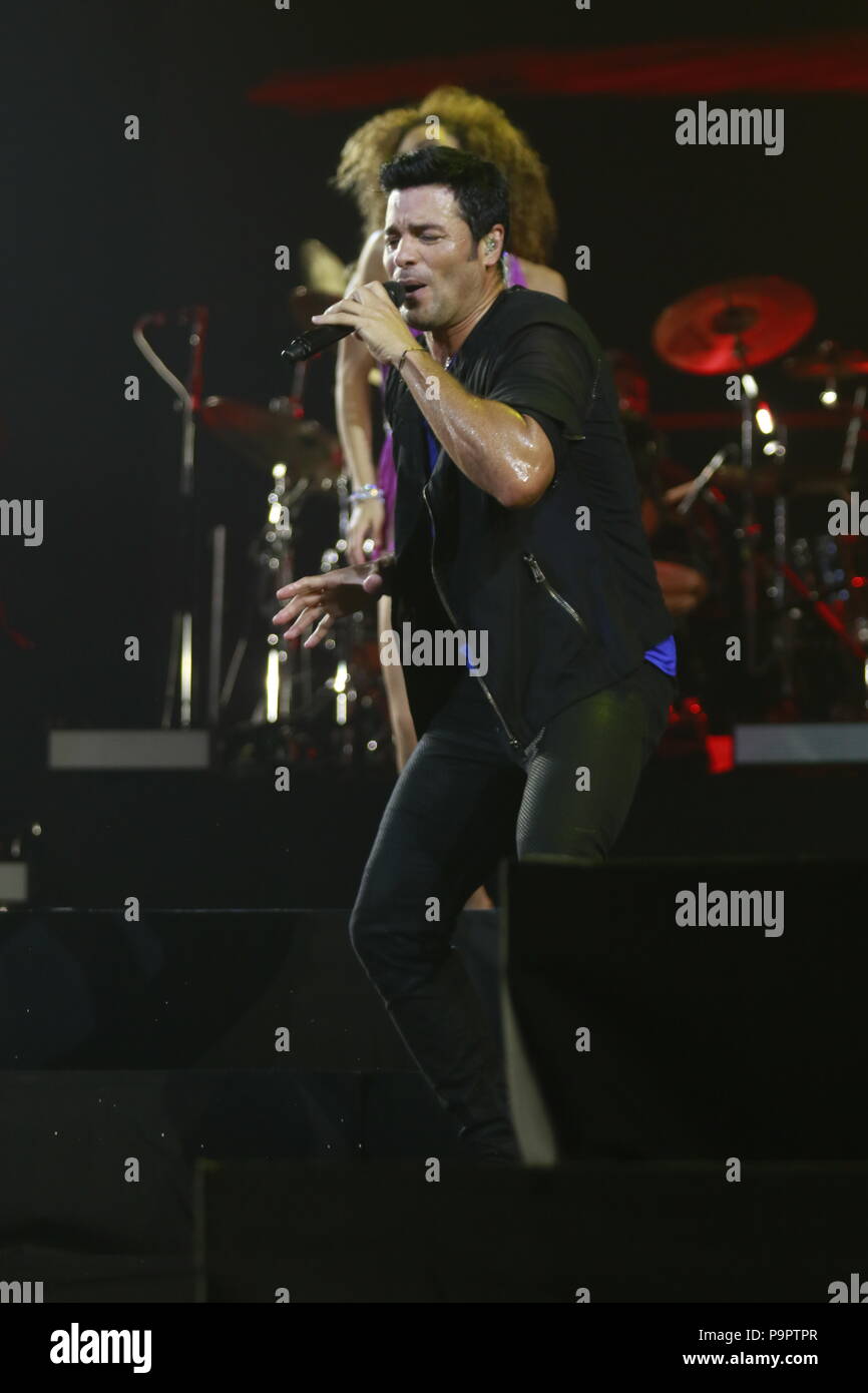 El bailarín, cantante y actor puertorriqueño Chayanne, durante la noche de su concierto en el eje en el Planet Hollywood en Las Vegas Nevada en 13 Sep 2015 Foto de stock