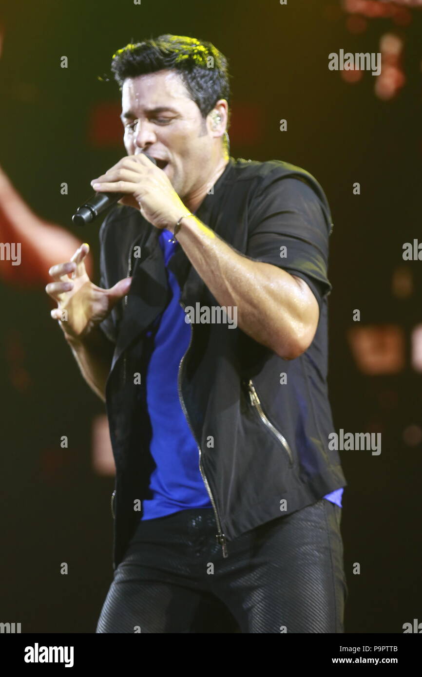 El bailarín, cantante y actor puertorriqueño Chayanne, durante la noche de su concierto en el eje en el Planet Hollywood en Las Vegas Nevada en 13 Sep 2015 Foto de stock