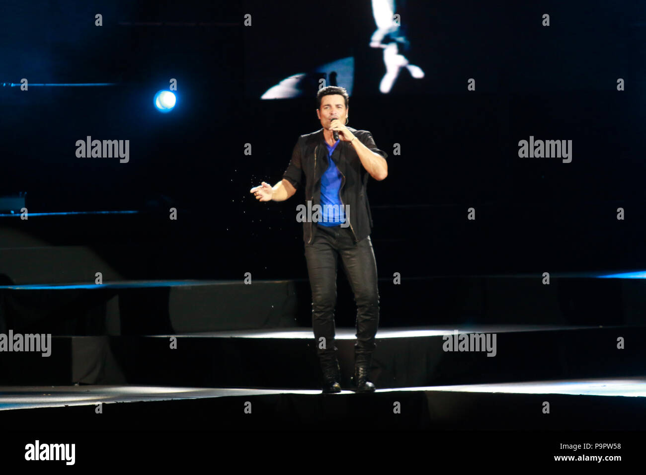 El cantante, actor y bailarín puertorriqueño Chayanne , durante su concierto en el Anfiteatro AVA de casino del Sol en Tucson, Arizona, el 4 de sep Foto de stock