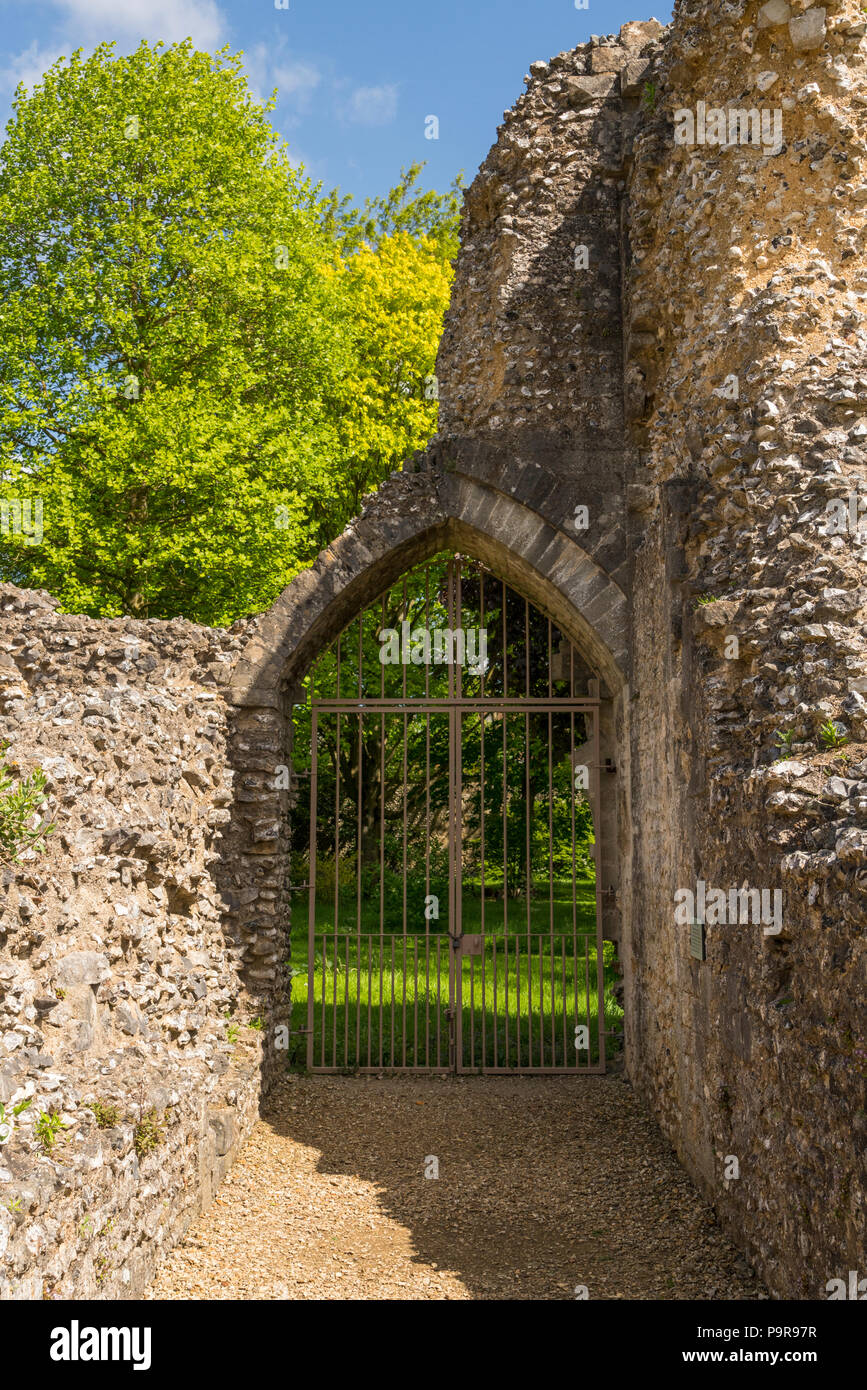 Castillo Wolvesley alias antiguo Palacio de los Obispos de Winchester, Hampshire, Inglaterra - Los restos de un palacio del siglo 12, una residencia de los obispos de Foto de stock