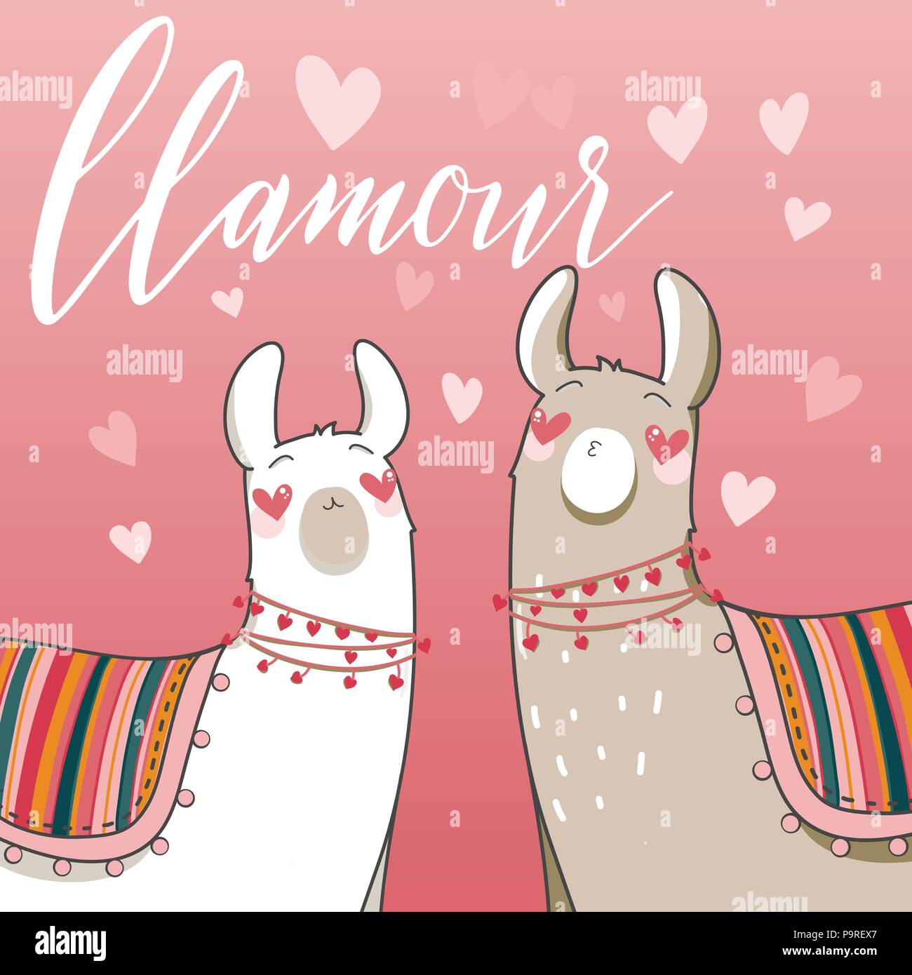 Lama En Estilo De Dibujos Animados Lama En Amor Con El Corazon En