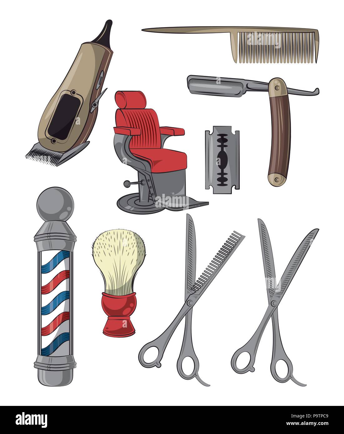 Set de peluquería utensilios colección ilustración vectorial diseño gráfico  Imagen Vector de stock - Alamy