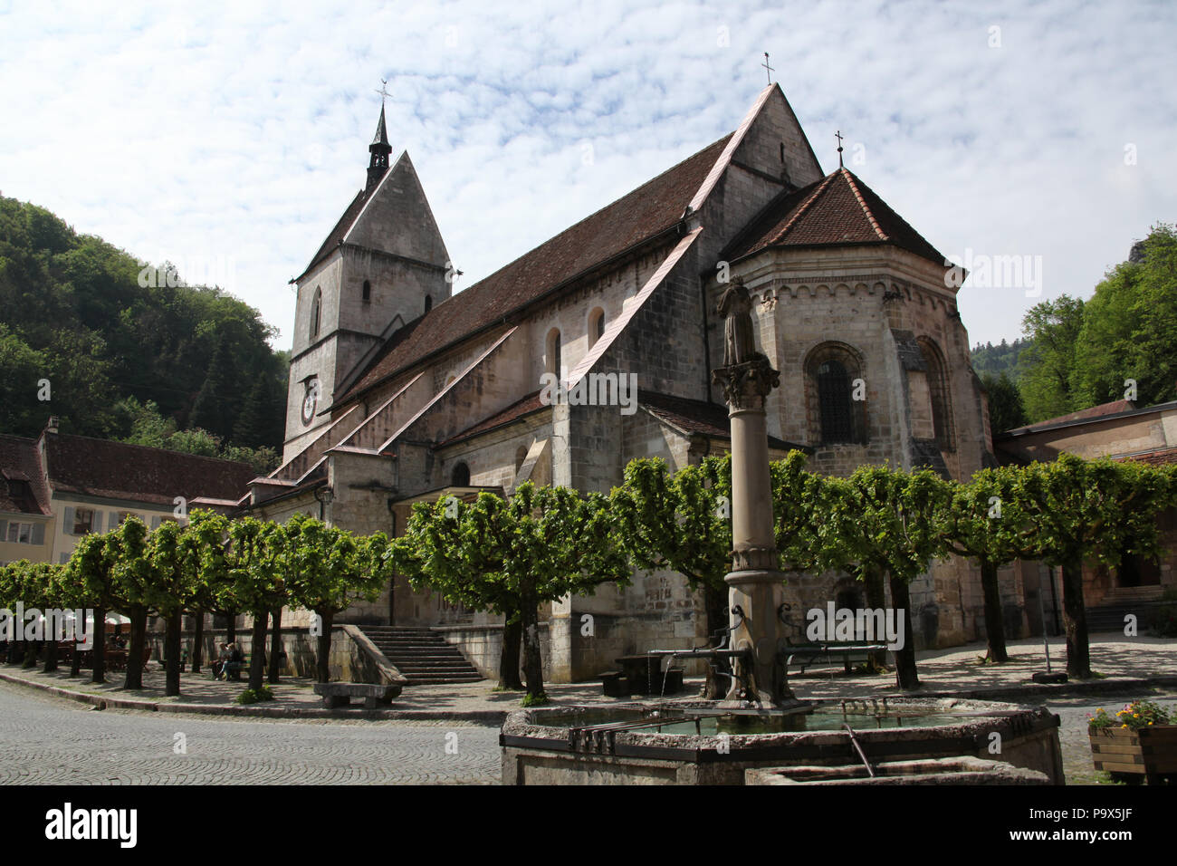 El Monasterio de San Ursanne, Jura, Franches Montagnes, Suiza. Foto de stock