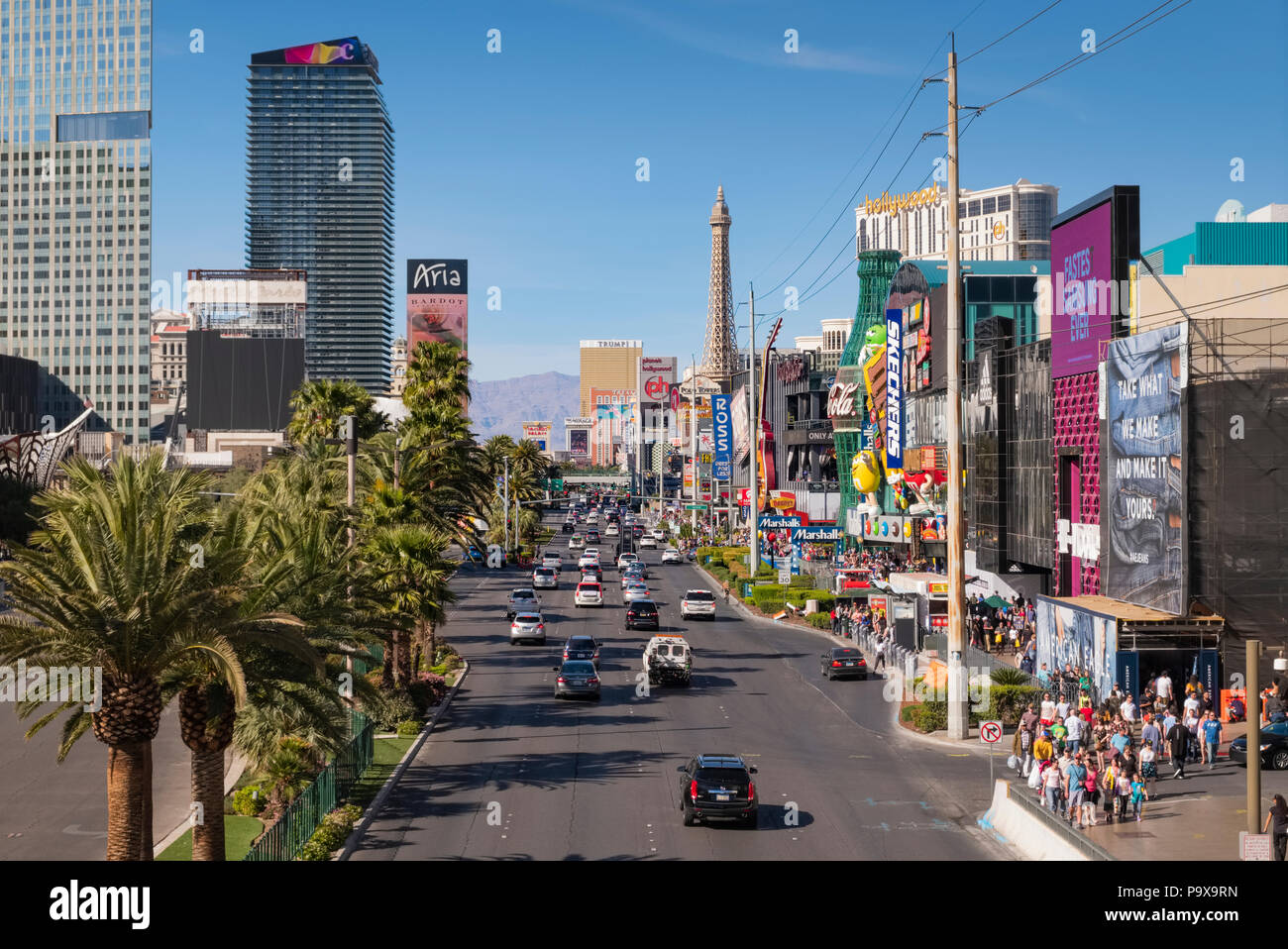 El horizonte de Las Vegas Strip, en Las Vegas, Nevada, EE.UU. Foto de stock