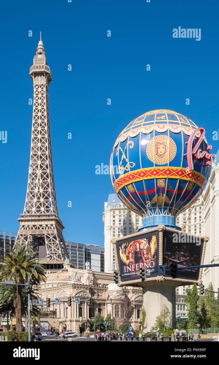 Las Vegas, casinos, hoteles y atracciones en el Strip de Las Vegas, Nevada, EE.UU. Foto de stock
