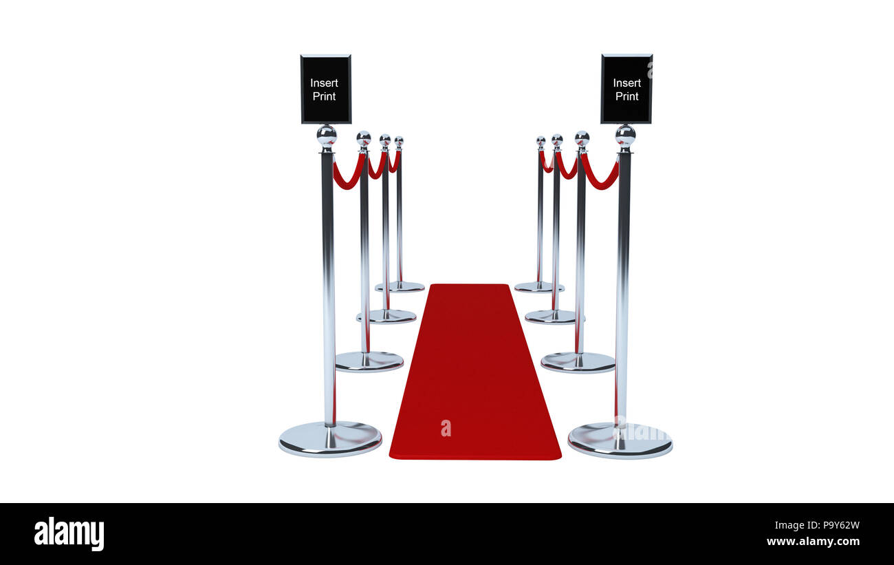 La alfombra roja de celebridades VIP evento cola sobre fondo blanco. Foto de stock