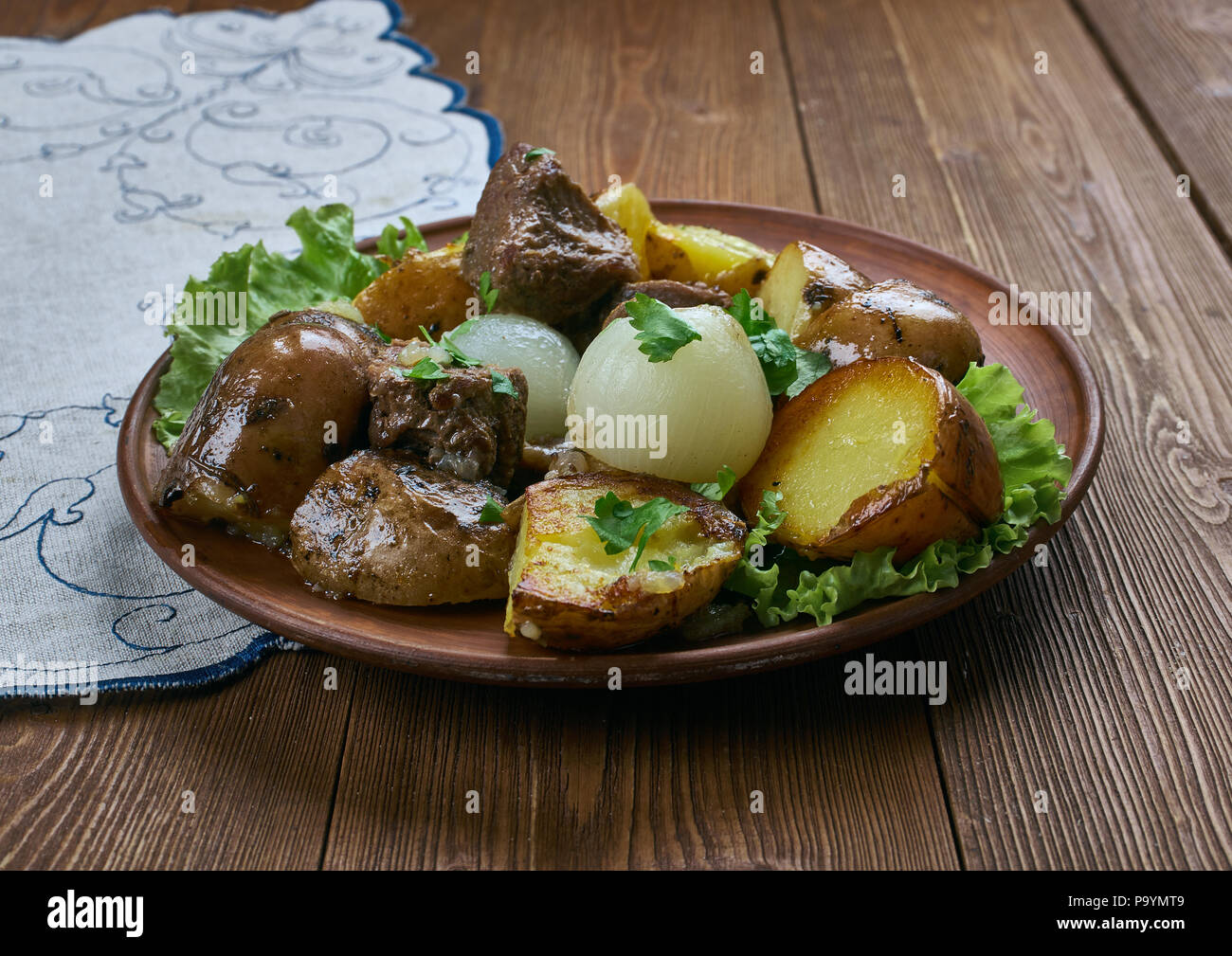 Carne de vinha d'alhos plato portugués, desde las islas portuguesas