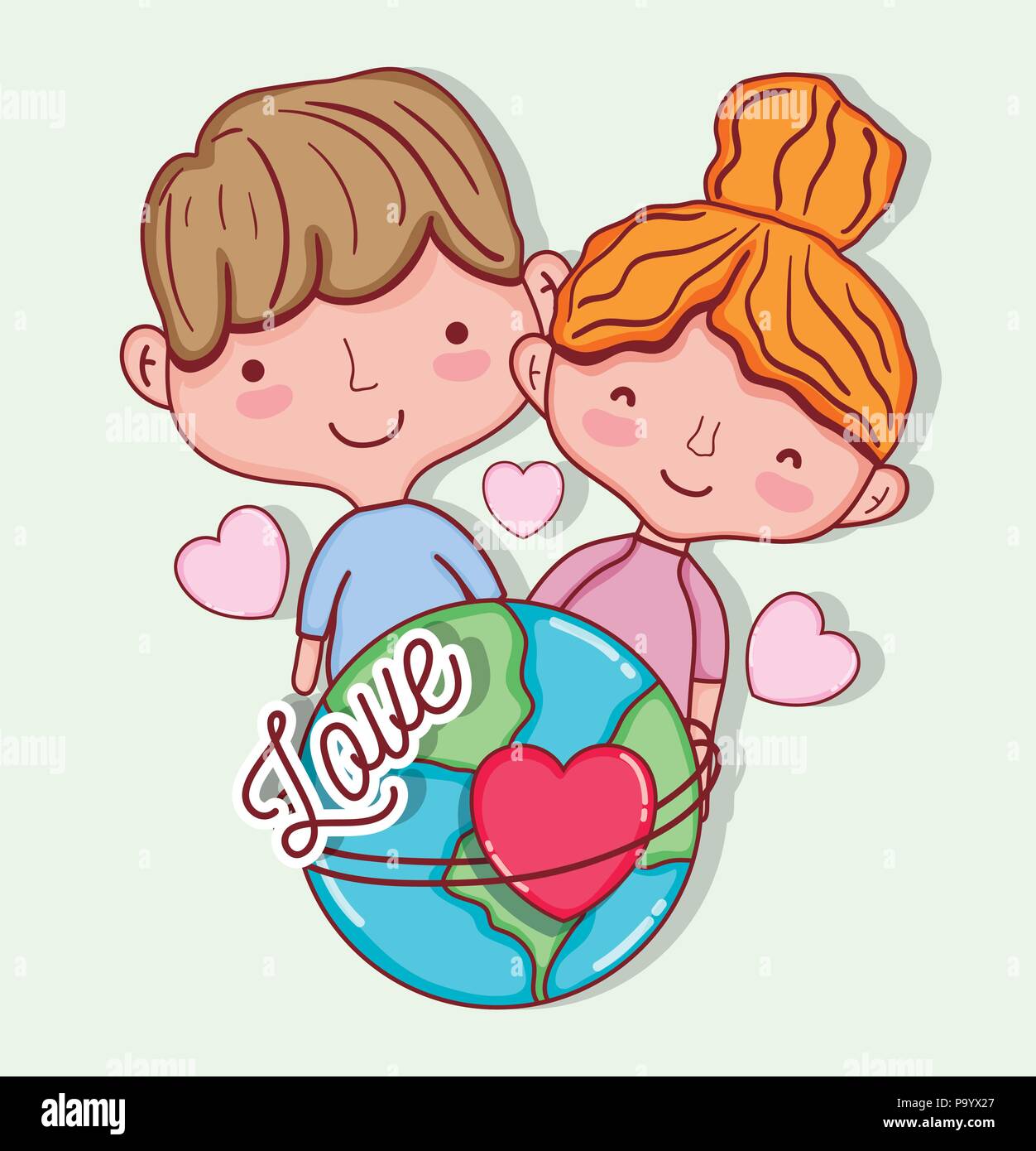 Niños y amor dibujos animados Imagen Vector de stock - Alamy