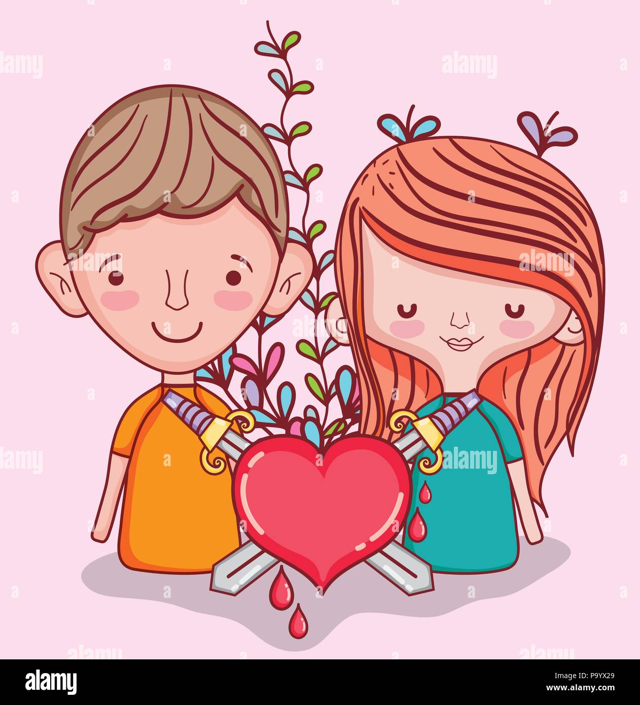 Niños y amor dibujos animados Imagen Vector de stock - Alamy