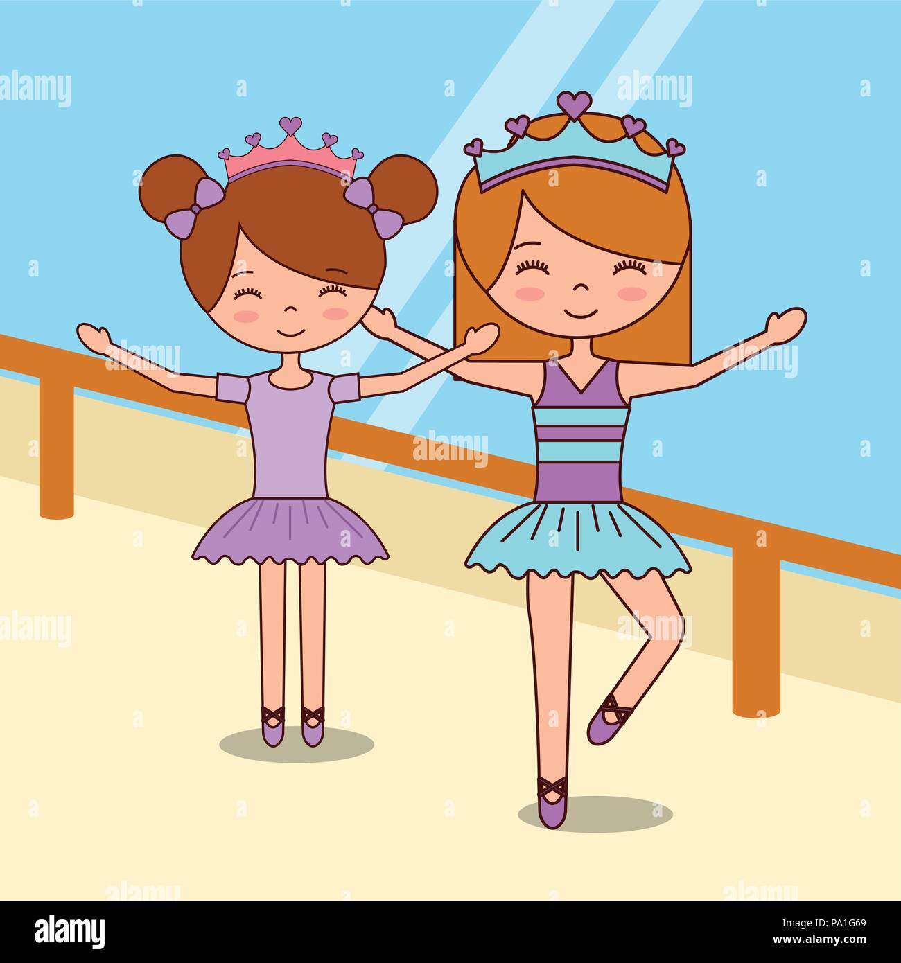 Hermosas bailarinas de ballet de personaje de dibujos animados Imagen  Vector de stock - Alamy