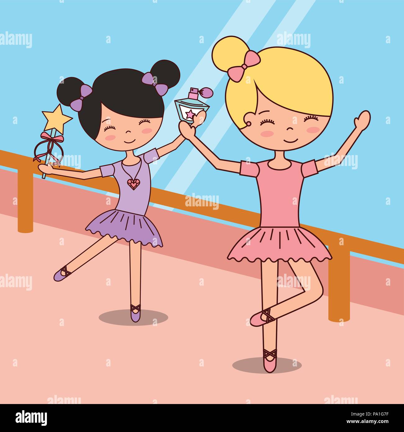 Hermosas bailarinas de ballet de personaje de dibujos animados Imagen  Vector de stock - Alamy