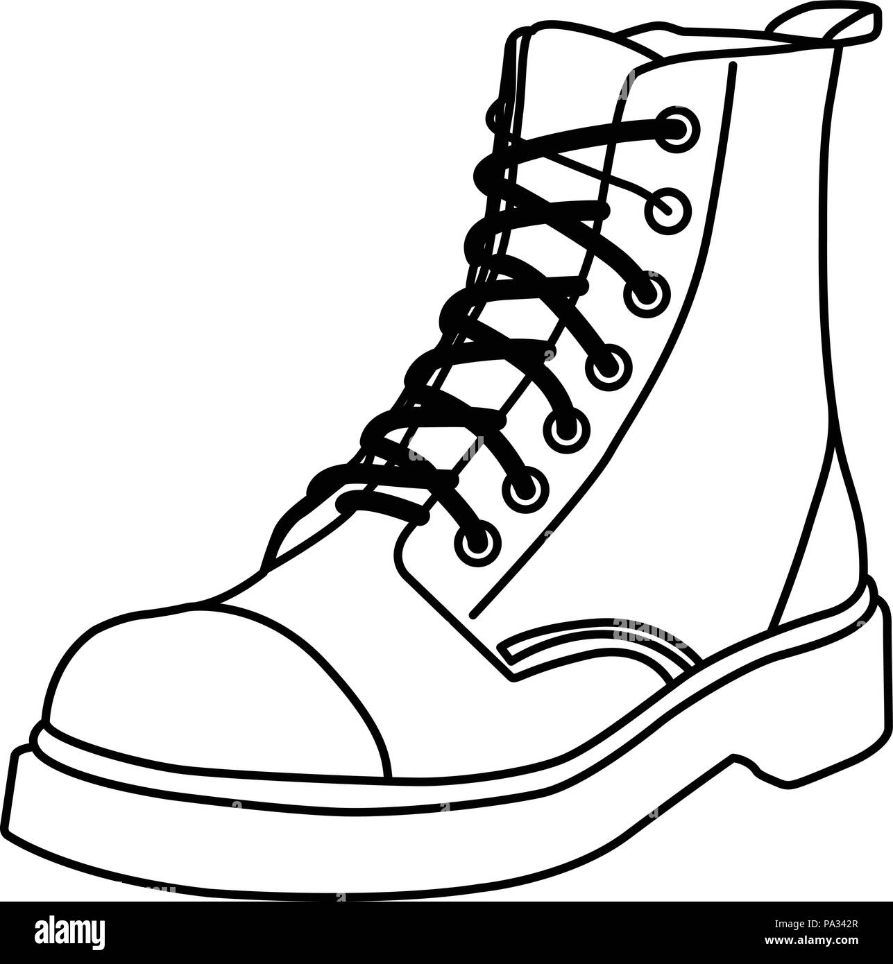 Arriba bota trenzadas silueta - Esquema de zapata ajustada Ilustración del Vector