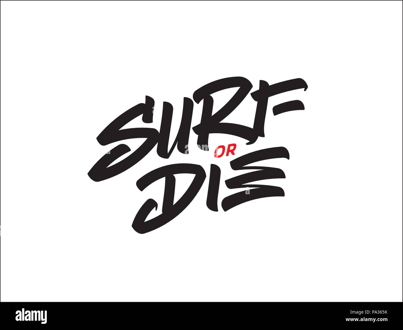 Surf or die texto custom script es un vector diseño de letras Imagen