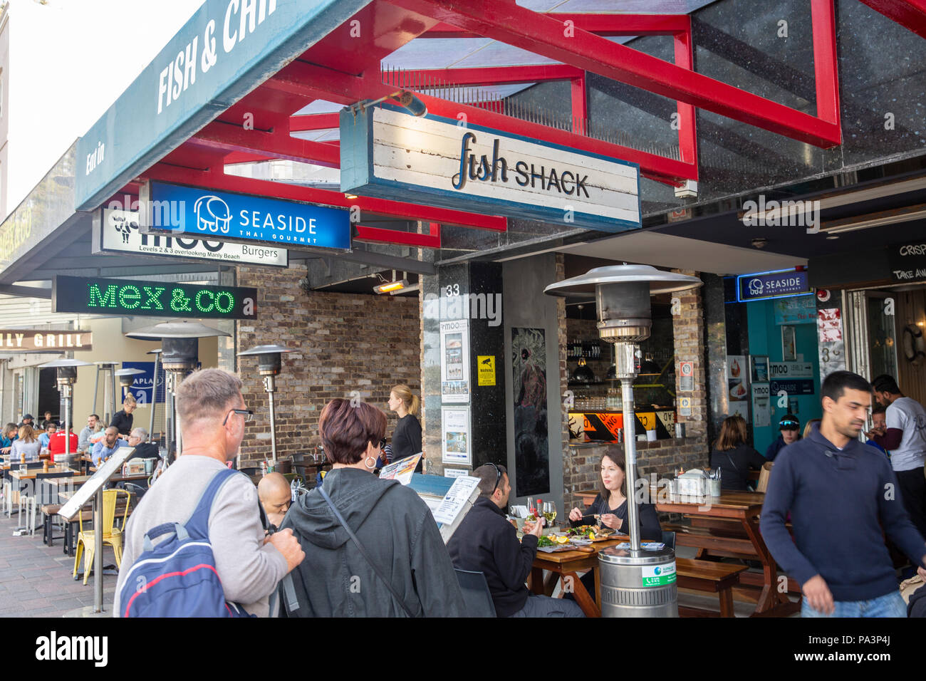 Restaurantes y cafés en Manly Beach, Sydney, Australia Foto de stock