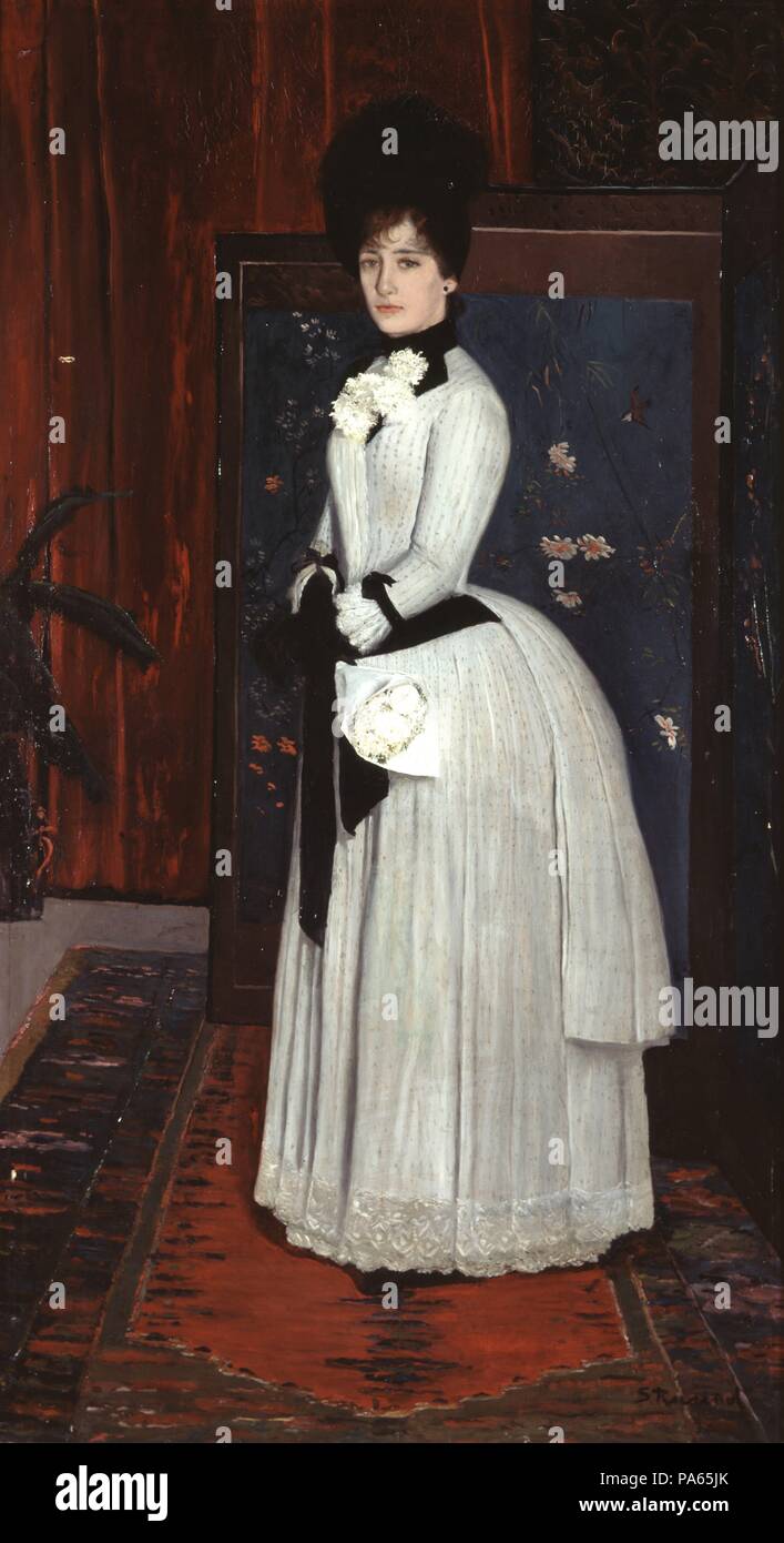 Santiago Rusiñol / 'La senyoreta Lluïsa Denís' (Miss Lluïsa Denís), 1885, óleo sobre lienzo, 182 x 100 cm. Museo: COLECCION PARTICULAR. Foto de stock