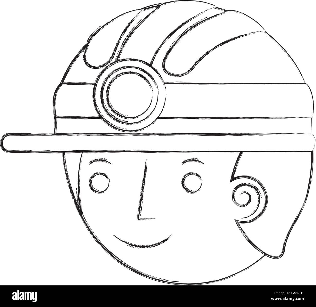 Hombre casco minero en carácter de cara Imagen Vector de stock - Alamy