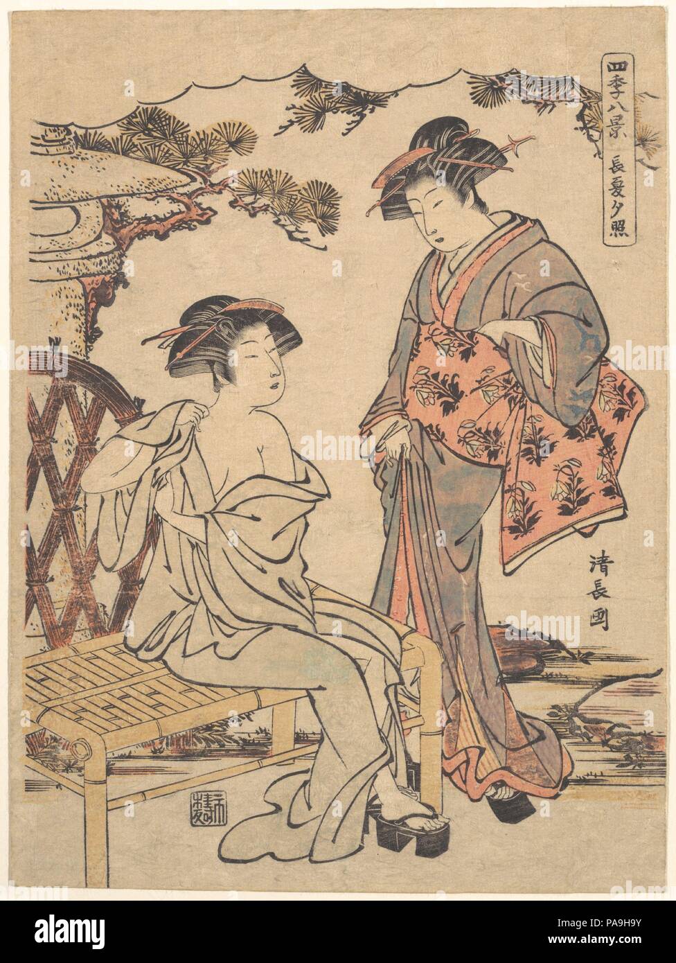 Imprimir. Artista: Torii Kiyonaga (japonés, 1752-1815). Cultura: Japón. Dimensiones: 10 1/4" x 7 5/8". (26 x 19,4 cm). Museo: Museo Metropolitano de Arte, Nueva York, Estados Unidos. Foto de stock