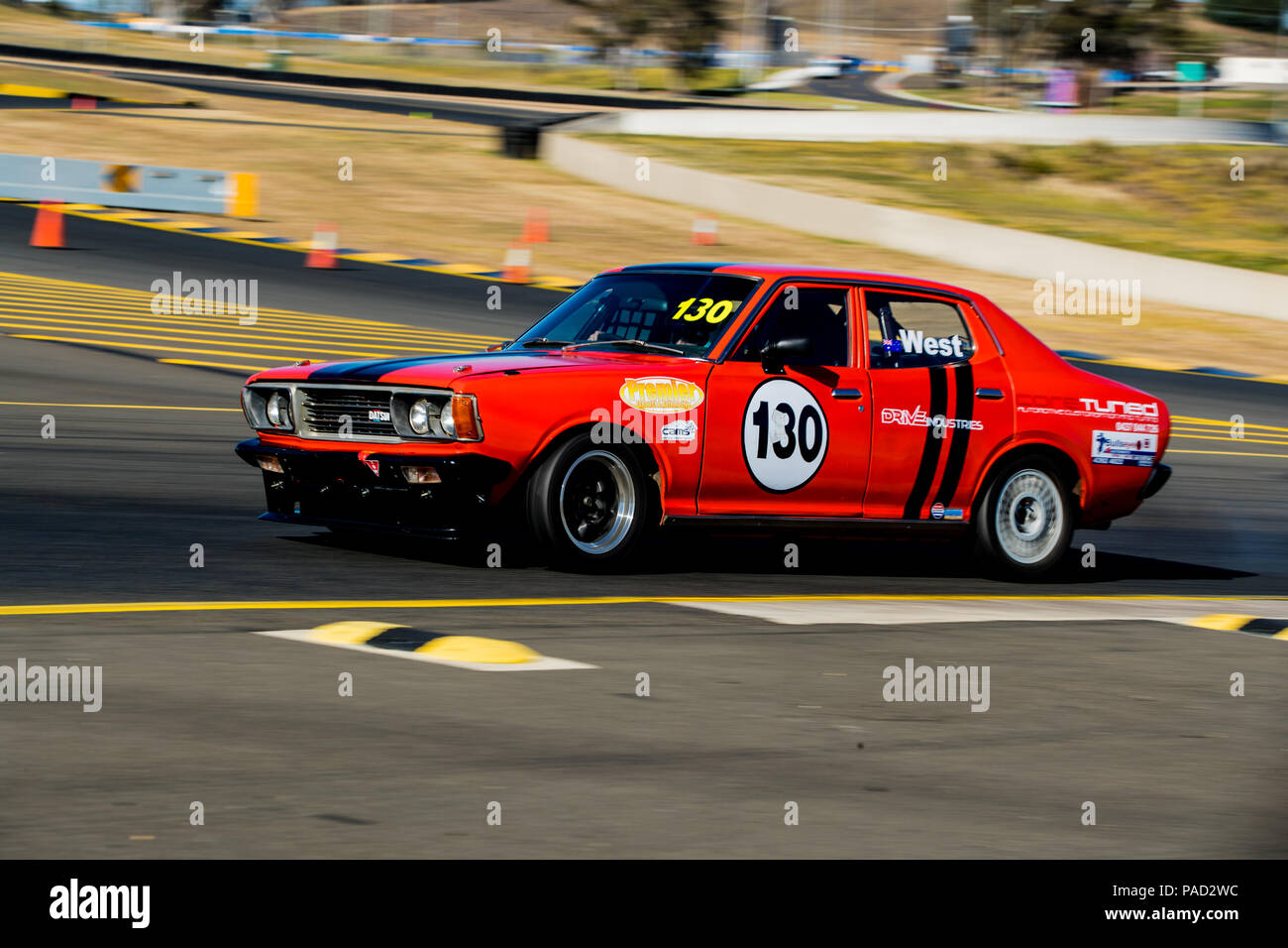 Motorsport Park de Sydney, New South Wales, Australia.22 de julio de 2018. Russell Oeste en su Datsun 180B Anthony Bolack/Alamy Live News Foto de stock
