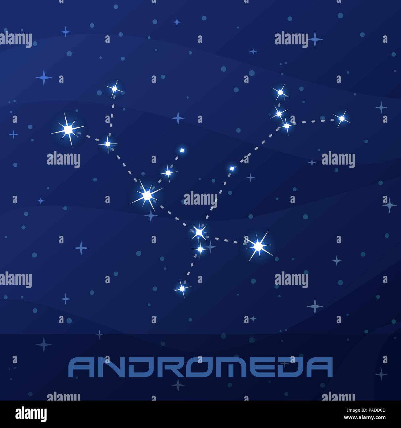 La Constelación de Andrómeda, la Princesa, night star sky Ilustración del Vector