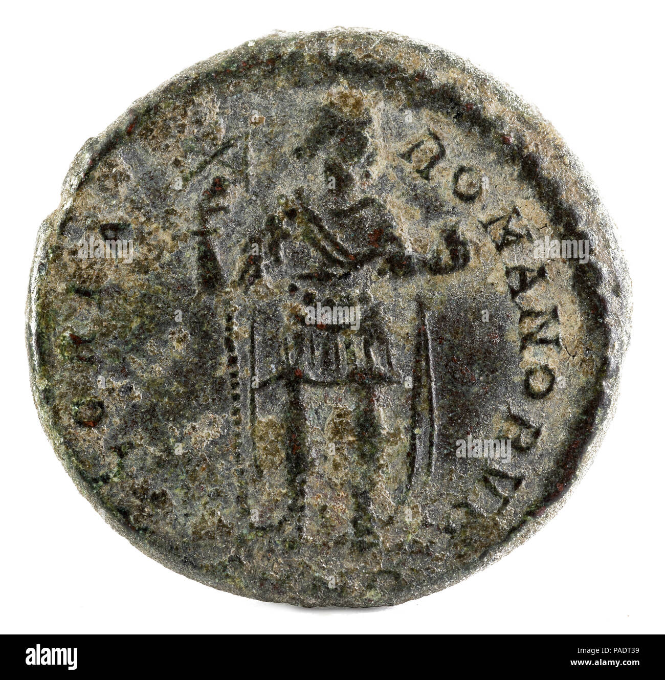 Moneda de cobre del antiguo imperio romano del Emperador Honorio