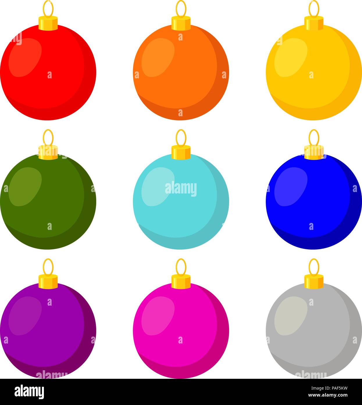 Colorido juego de bolas de navidad multicolor de dibujos animados Imagen  Vector de stock - Alamy