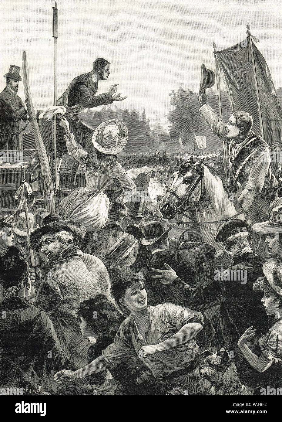 Demostración de reforma, Hyde Park, el 21 de julio de 1884 Foto de stock