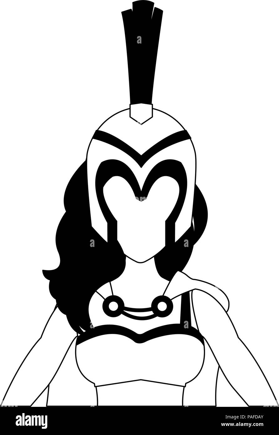 Mujer guerrera medieval cartoon ilustración vectorial diseño gráfico