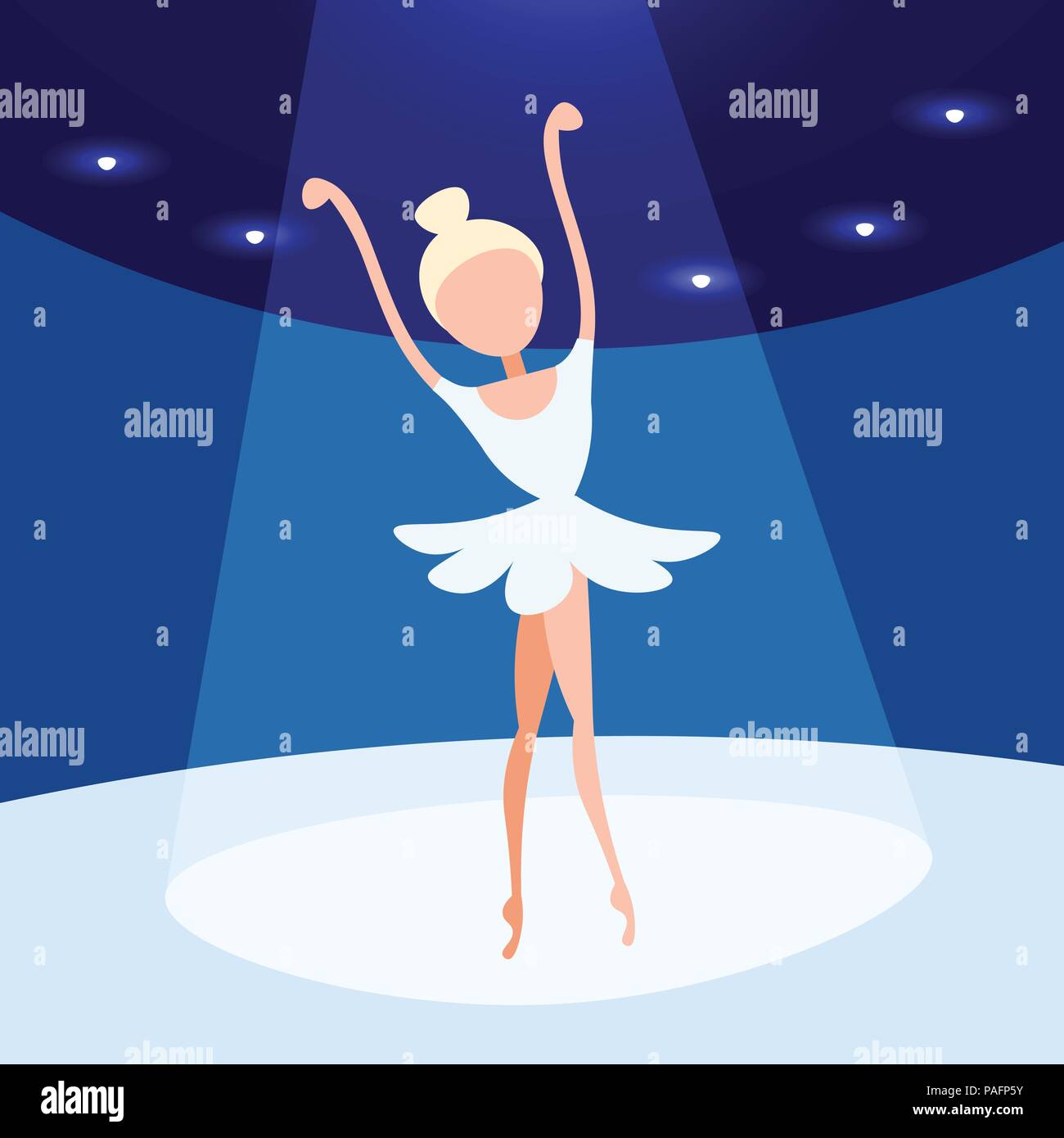 Bailarina mujer bailando ballet personaje de dibujos animados de fondo del  escenario hembra plana de longitud completa Imagen Vector de stock - Alamy