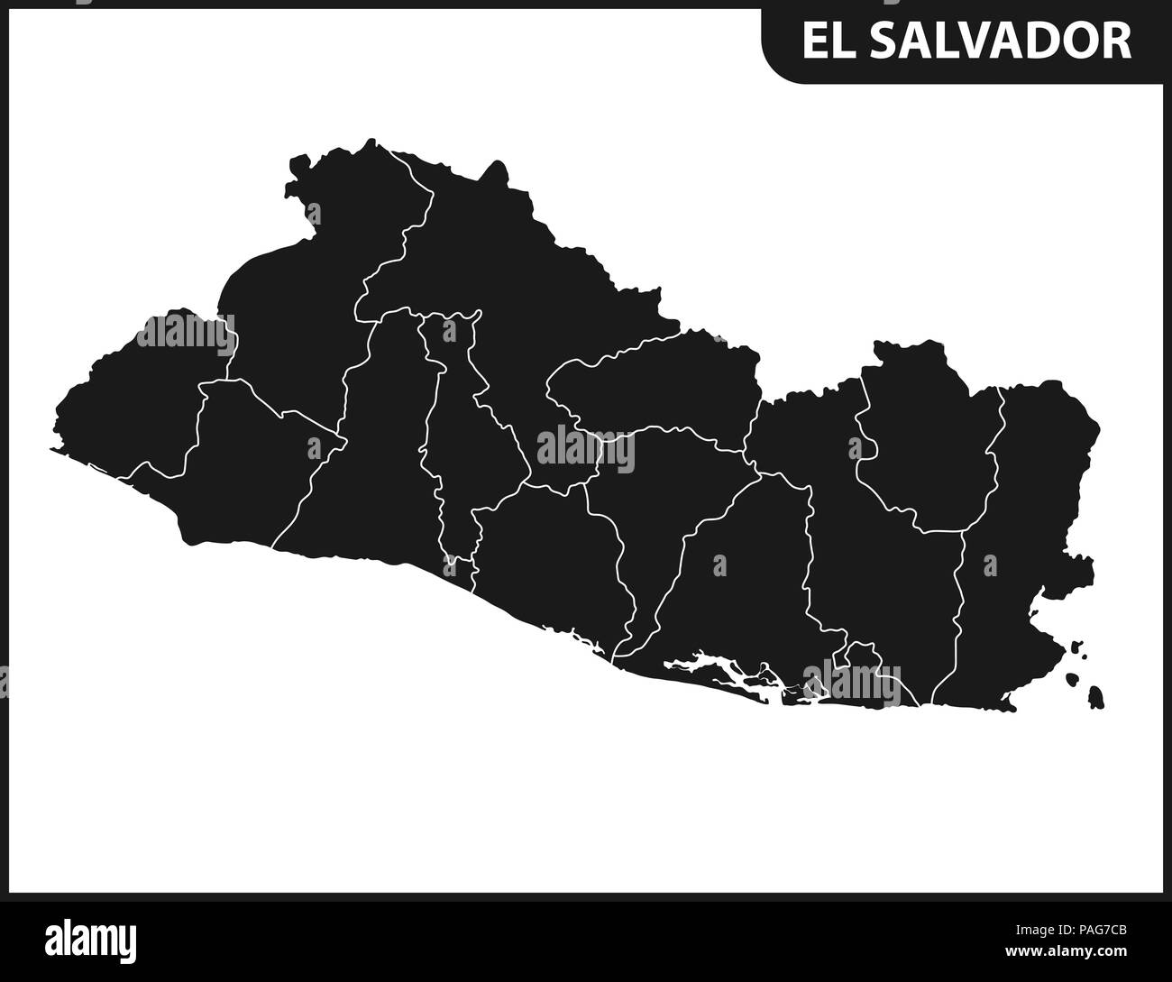 El detallado mapa de El Salvador con regiones o estados. División administrativa Imagen Vector El detallado mapa de El Salvador con regiones o estados. División administrativa Imagen Vector