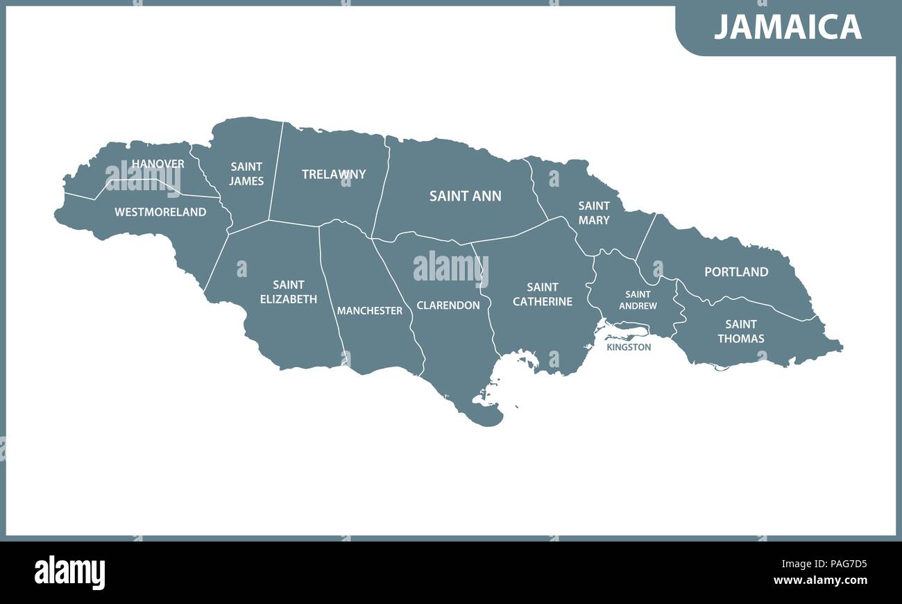 El Mapa Detallado De Jamaica Con Regiones O Estados. División ...