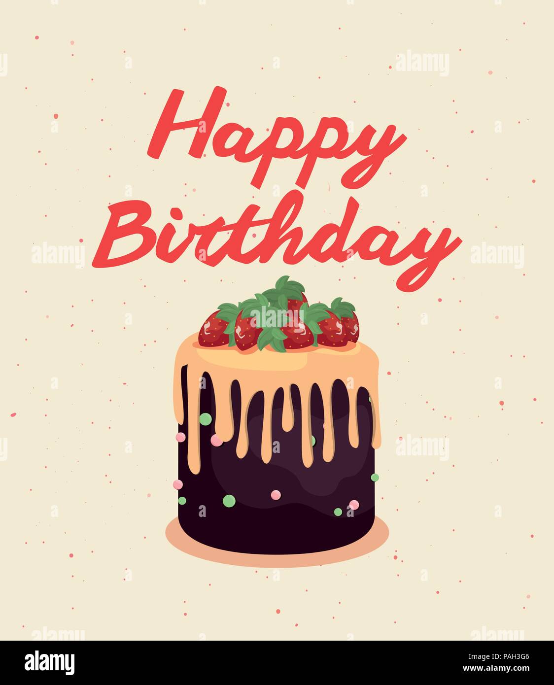 Feliz cumpleaños tarjeta vintage tarta con frutas decoración ilustración  vectorial Imagen Vector de stock - Alamy
