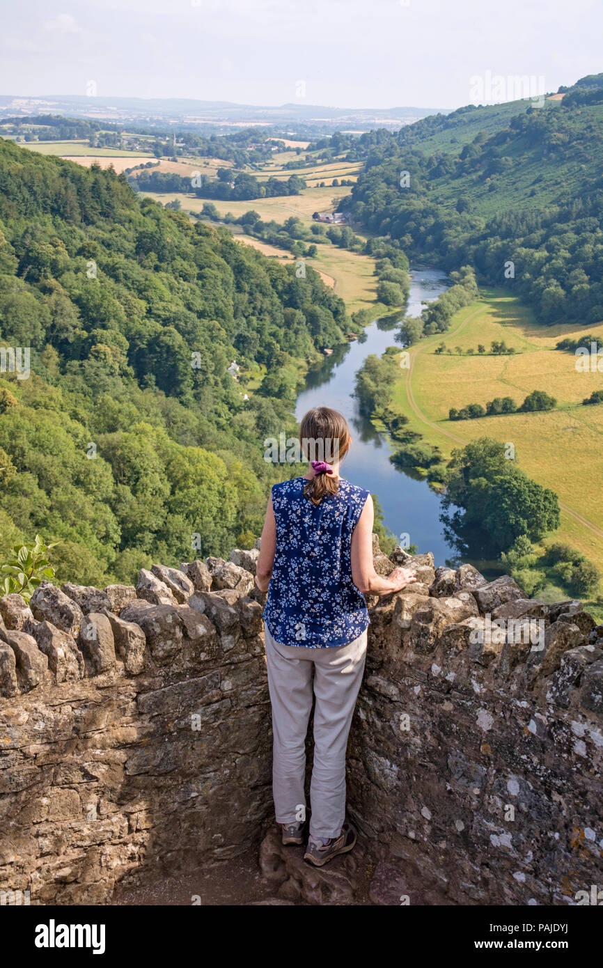 Una vista sobre el río Wye en Symonds Yat Rock, Herefordshire, Inglaterra, Reino Unido. Foto de stock