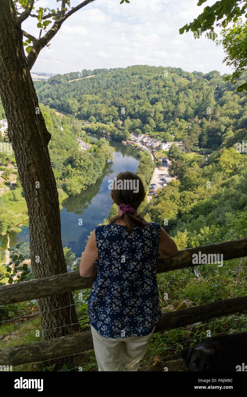 Una vista sobre el río Wye en Symonds Yat, Wye Valley, Herefordshire, Inglaterra, Reino Unido. Foto de stock