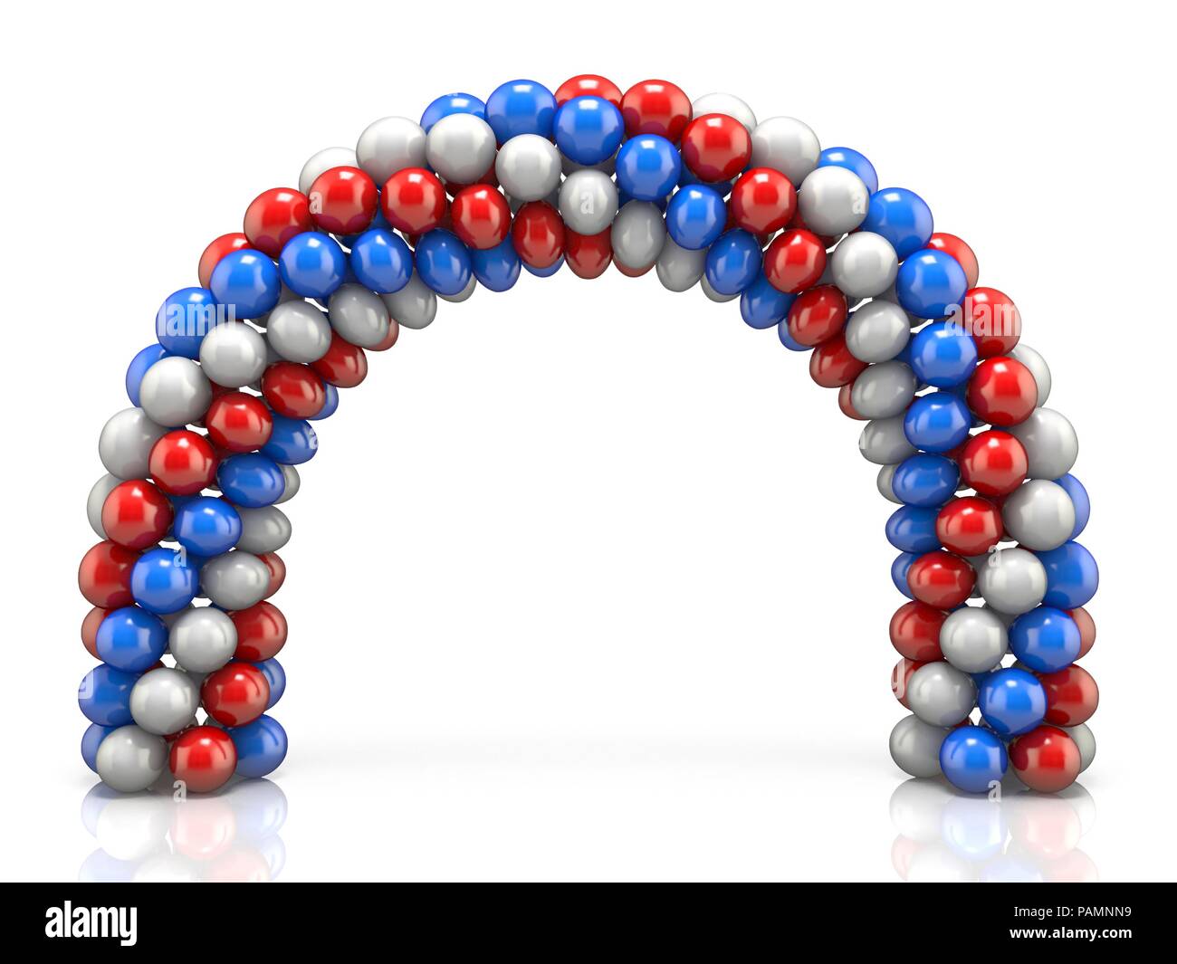 Arco de globos blancos, rojos, azules 3D Render ilustración aislado sobre  fondo blanco Fotografía de stock - Alamy