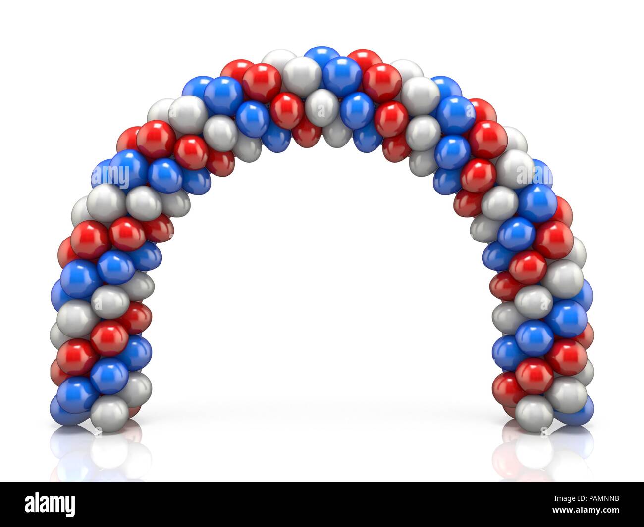 Arco de globos blancos, rojos, azules 3D Render ilustración aislado sobre  fondo blanco Fotografía de stock - Alamy