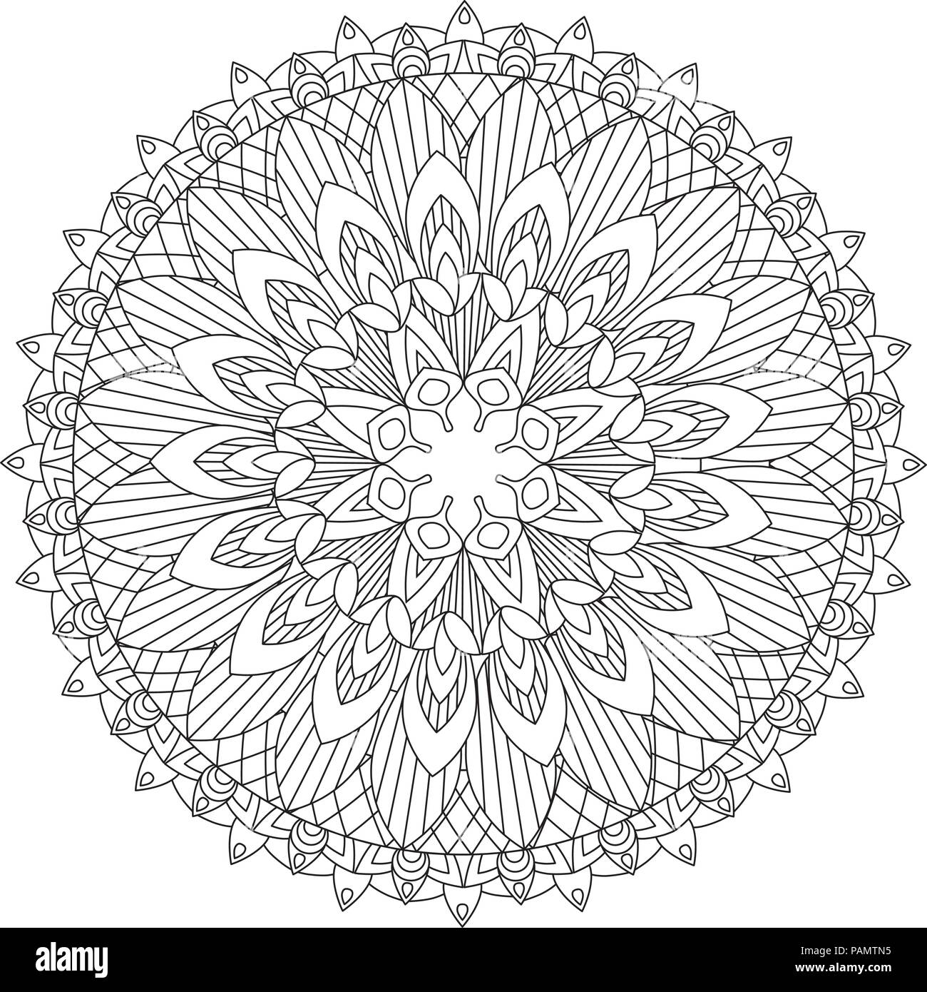 Mandala Flor Ilustracion Vectorial Patron Orientales Vintage Elementos Decorativos El Islam Arabe Hindu Marroqui Turco Otomano Pagina Colorear Dibujos Imagen Vector De Stock Alamy