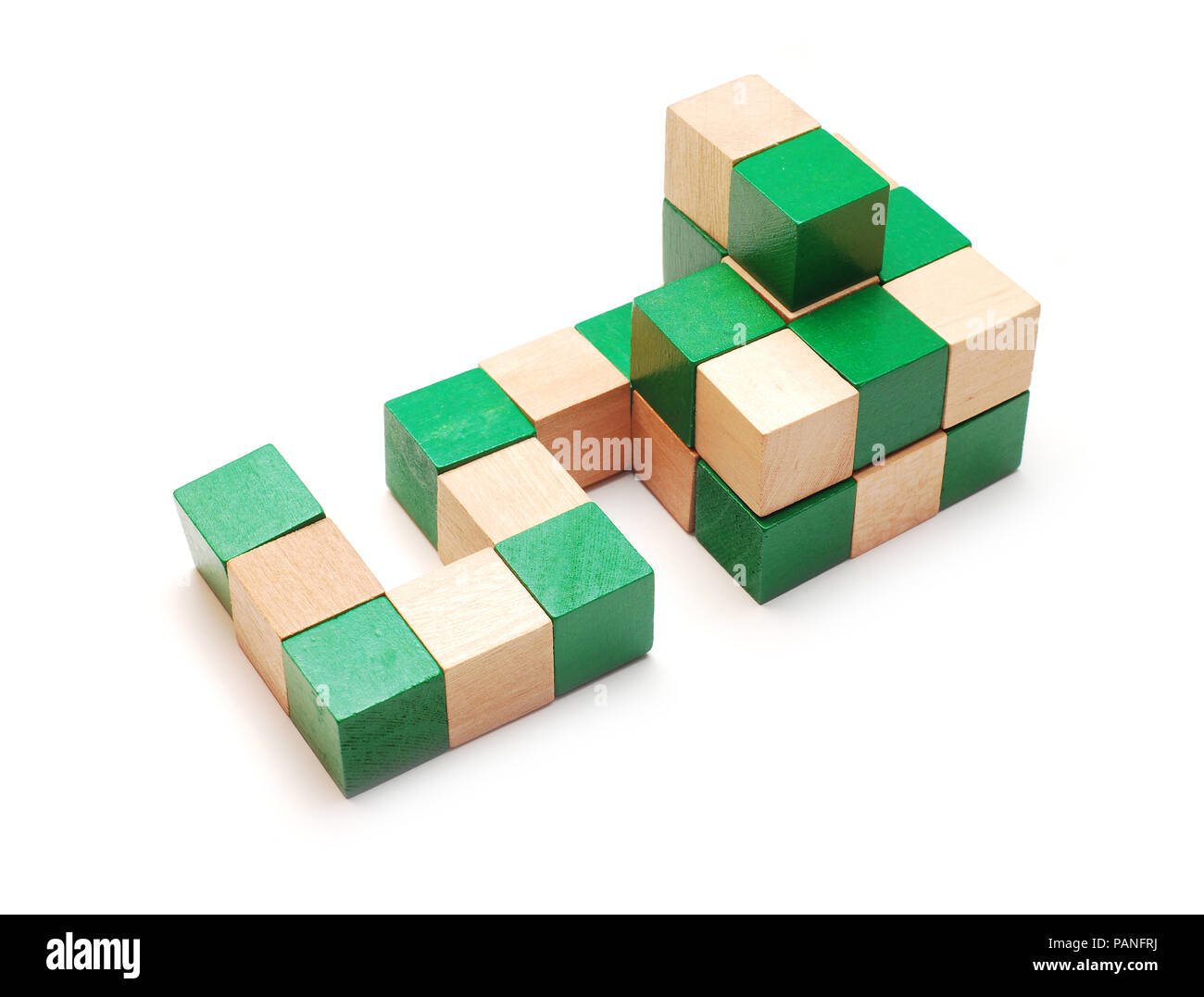 Puzzle toy, Snake cube aislado en blanco Foto de stock