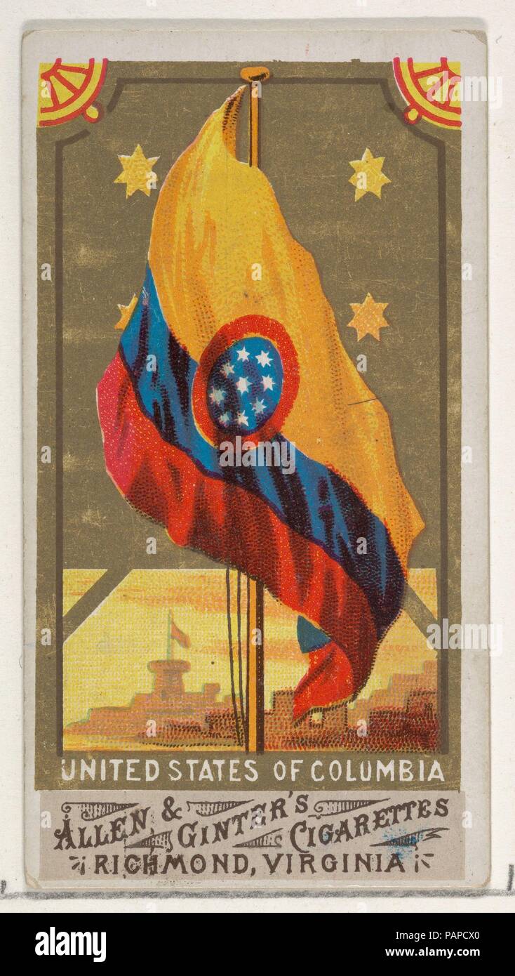 Los Estados Unidos de Columbia, a partir de las banderas de todas las  naciones, serie 1 (N9) para Allen \u0026 Ginter marcas de cigarrillos.  Dimensiones: Hoja: 2 3/4\
