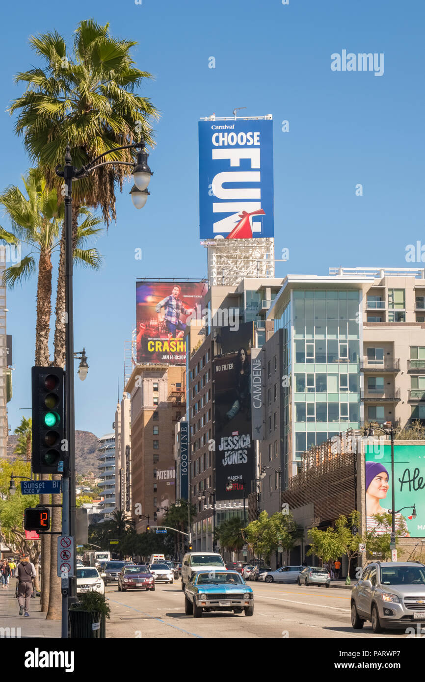 Sunset Boulevard, Los Ángeles, California, Estados Unidos. Foto de stock