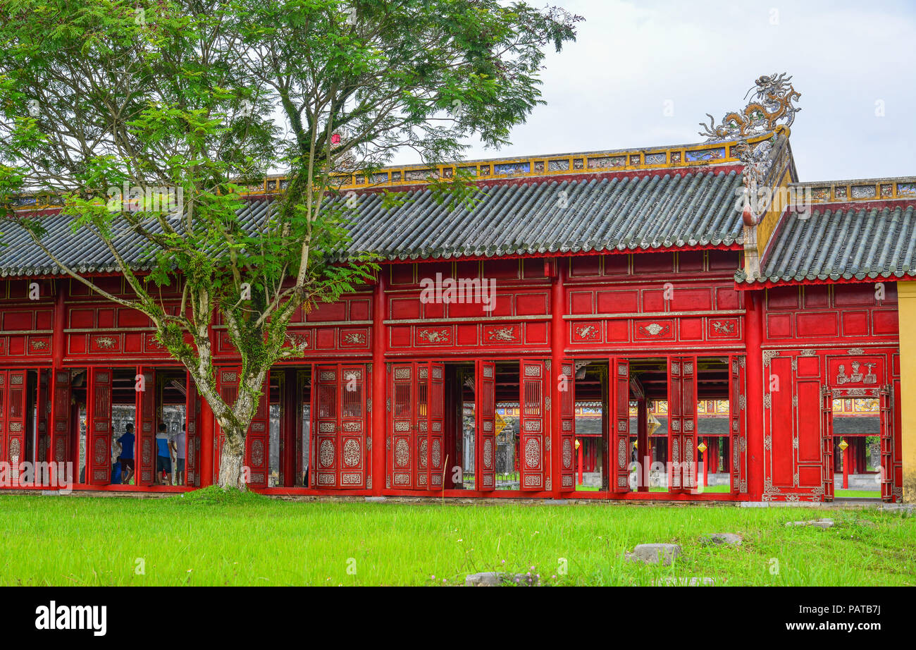 Hue, Vietnam - 21 Jul, 2018. Parte de la Ciudad Imperial (La Ciudadela). Ciudadela en Hue se alistó en los sitios de Patrimonio Mundial de la UNESCO en 1993. Foto de stock